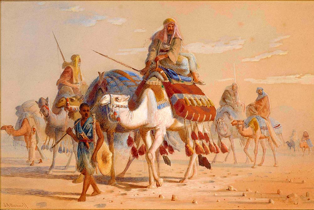 Painting of a caravan on the Silk Road